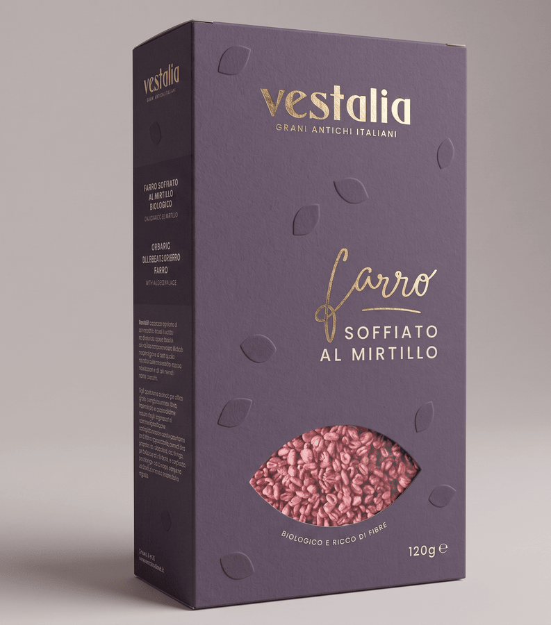 Packaging Farro Soffiato al Mirtillo Bio Vestalia